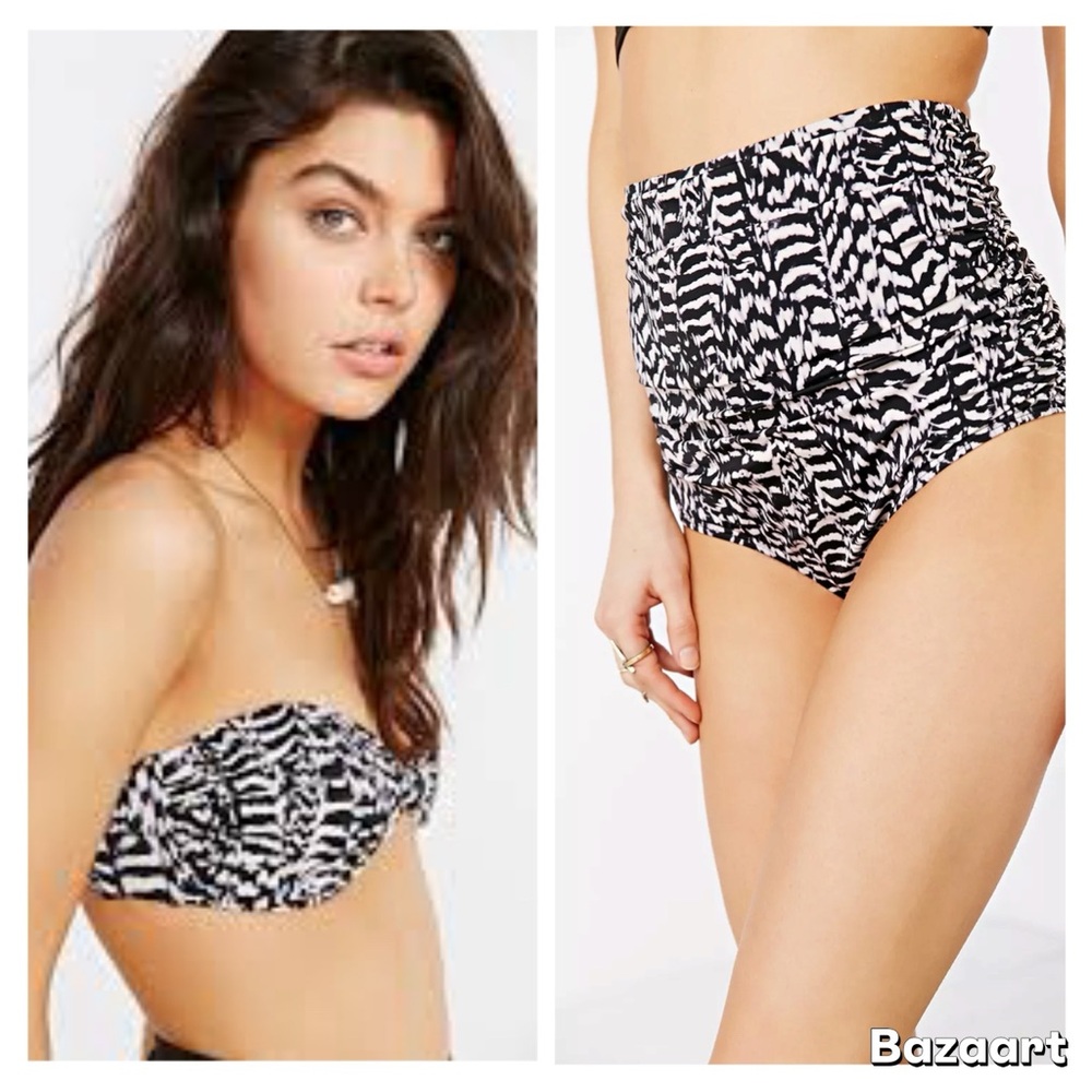 Out From Under Printed Ruched High-Waisted Bikini SET
